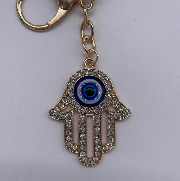 Crystal Evil Eye KeyChain Silver/Gold
