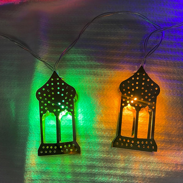 Ramadan Lights: 10 Piece Metal Hang LED Lights W Color