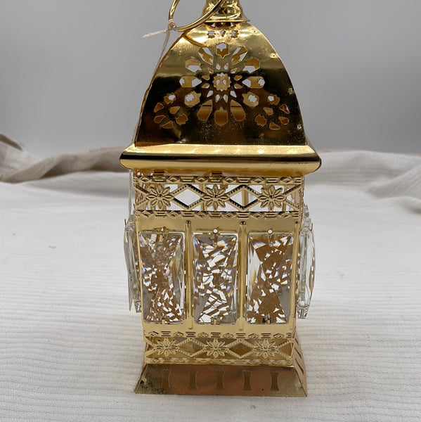 Gold Ramadan Lantern w Clear glass 10'' LED