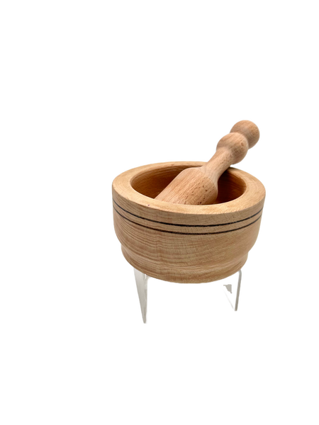 wood garlic pedestal and mortar