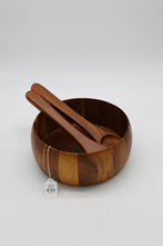 Wooden bowl+ spoon and fork