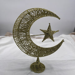 13'' Gold Glitter Ramadan Moon and Star W LED