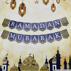Hanging Gold Ramadan Mubarak 18 pc with string