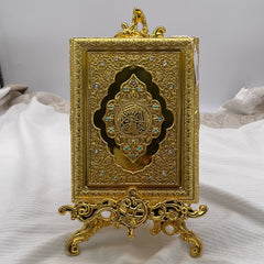 Gold Quran Holder W Stand & Quran Small 6X8”