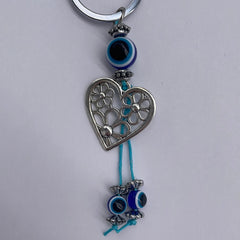 Flower Heart Evil Eye KeyChain