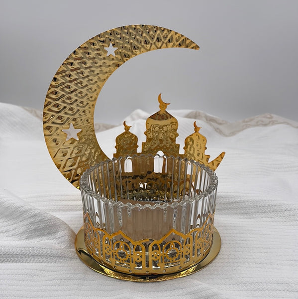 Ramadan Dates Glass Serving With Gold