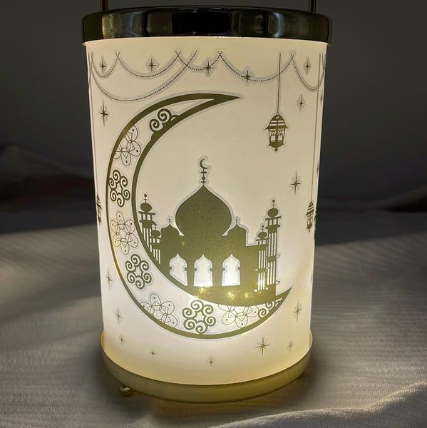 Ramadan Lantern Light White Glass 9*4'' With Ramadan Audio